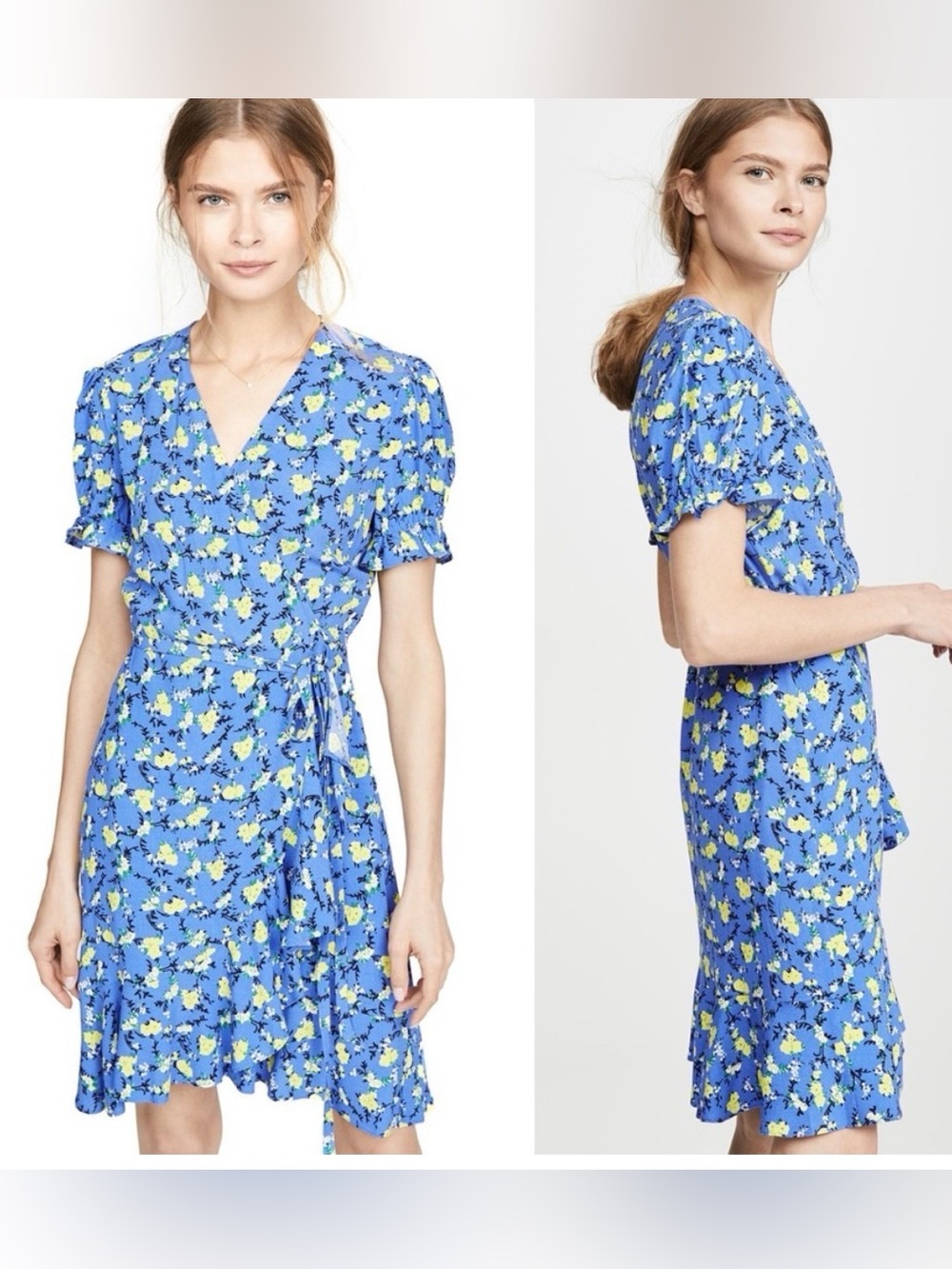 DVF Diane von Furstenberg Emilia Floral Crepe Wrap Mini Dress \\ small